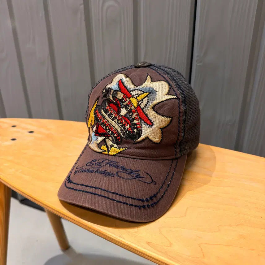 [BUNJANG] Ed Hardy Christian Audigier Mesh Denim Ball Cap / 타임세일)Ed Hardy 에드하디 크리스찬 오디저 메쉬 볼캡 데님