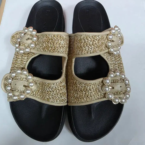 [BUNJANG] Remedia Pearl Accent Rattan Mules (250) / 진주 장식 라탄 뮬