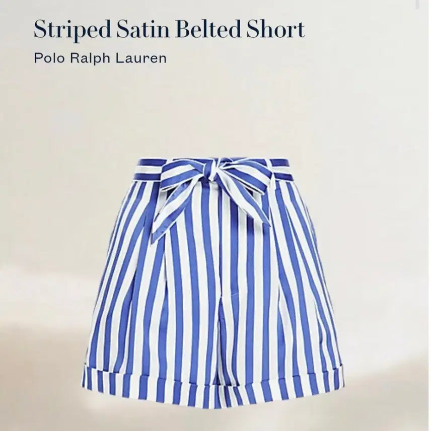 [BUNJANG] Polo Ralph Lauren 2022 Stripe Satin Belted Shorts / (새제품) 22년  폴로 랄프로렌 스트라이프 새틴 벨티드 쇼츠 반바지 숏팬츠2