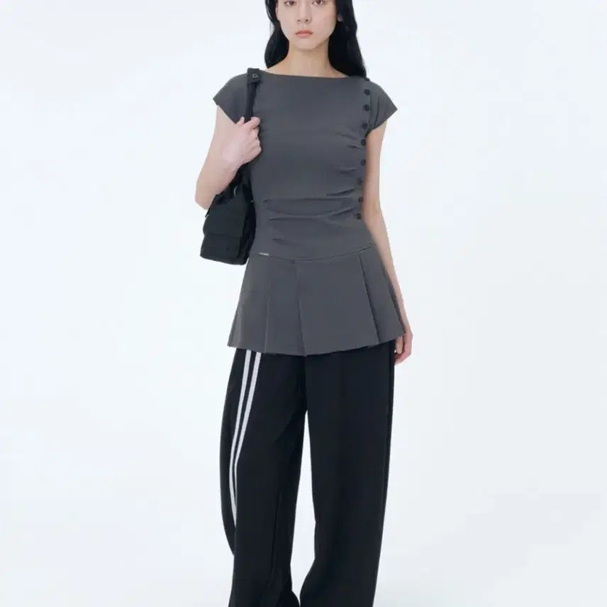 [BUNJANG] MICHAA Pleated Button Mini One-Piece Dress Charcoal / 미세키서울 Pleats button mini onepiece CHARCOAL 플리츠 버튼 미니 원피스 차콜 아이브 레이 픽 1사이즈