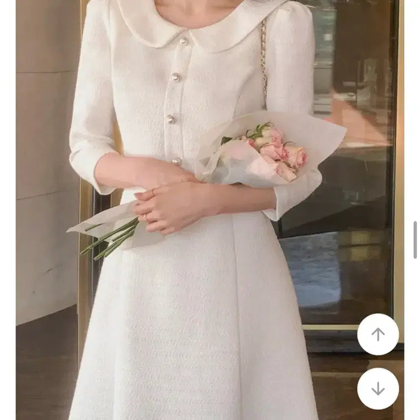 [BUNJANG] Fromthenon Round Collar Dress Midi Dress for Formal Occasions / 프롬데이원 둥근카라 원피스 미디원피스 하객룩 영상면접
