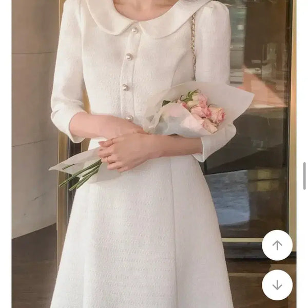 [BUNJANG] Fromthenon Round Collar Dress Midi Dress for Formal Occasions / 프롬데이원 둥근카라 원피스 미디원피스 하객룩 영상면접