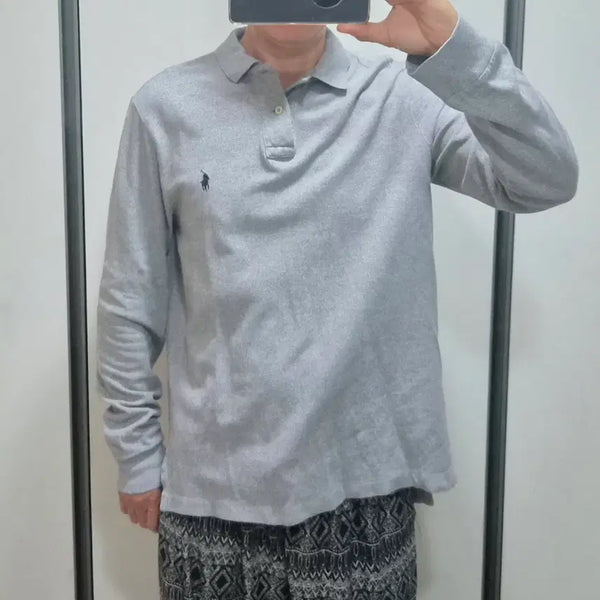 [BUNJANG] Polo Ralph Lauren Custom Fit Long Sleeve Polo Shirt (Grey) / (L)POLO RALPH LAUREN 폴로 랄프로렌 그레이 컬러 커스텀핏 롱슬리브 폴로셔츠