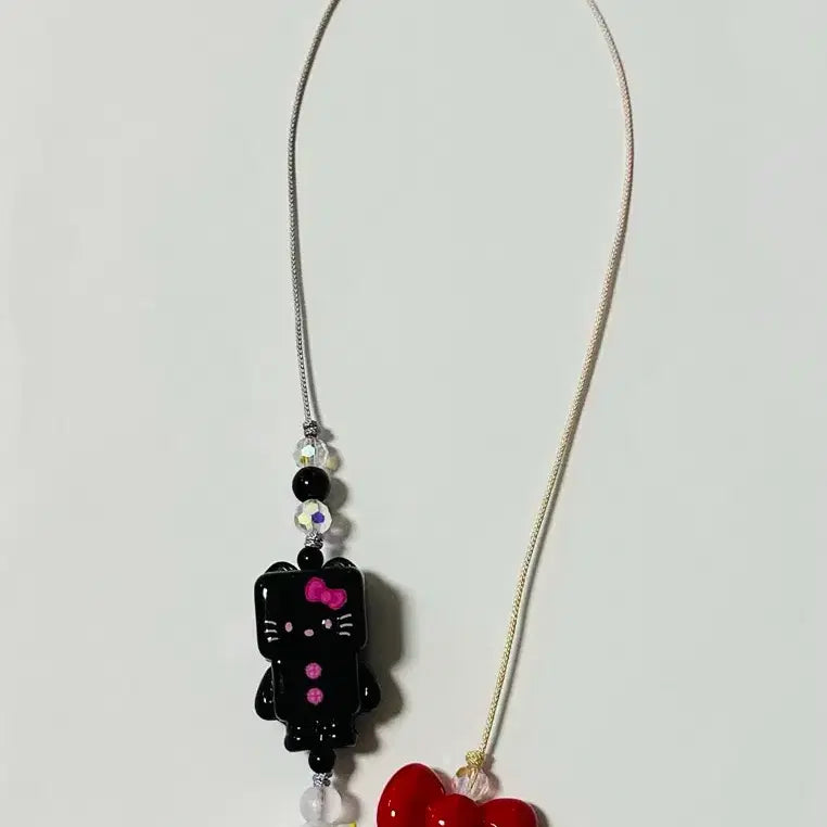 [BUNJANG] Handmade Hello Kitty Tassel Bookmark (Black) / 핸드메이드 헬로키티 끈책갈피(블랙)