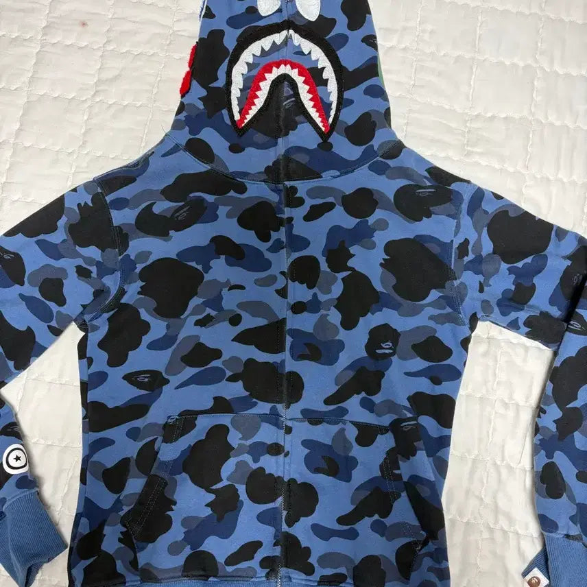 [BUNJANG] BAPE Shark Full Zip Hoodie Blue / 베이프 샤크 후드집업 블루