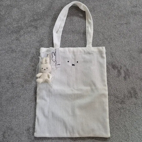 [BUNJANG] Miffy Corduroy Shoulder Bag with Miffy Keychain / [일본정품/새상품] 미피 코듀로이 가방 캔버스백 숄더백 미피 키링