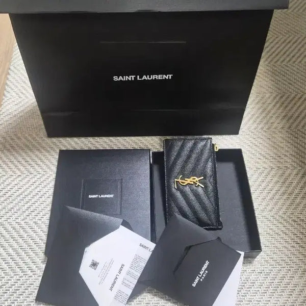 [BUNJANG] Saint Laurent Card Wallet Black Leather / 생로랑 카드지갑 블랙