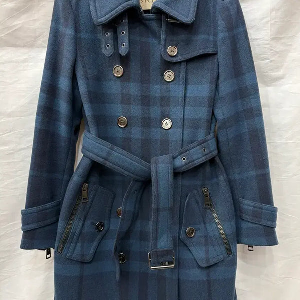 [BUNJANG] Burberry Check Pattern Double Coat Size 55 (UK 4) / 정품) 버버리 체크 패턴 더블 코트 55사이즈