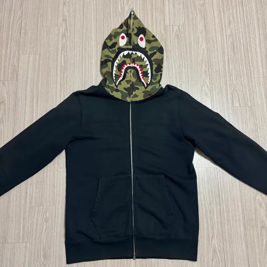[BUNJANG] A BATHING APE Shark Full Zip Hoodie Black Camo / 베이프 후드집업 PONR