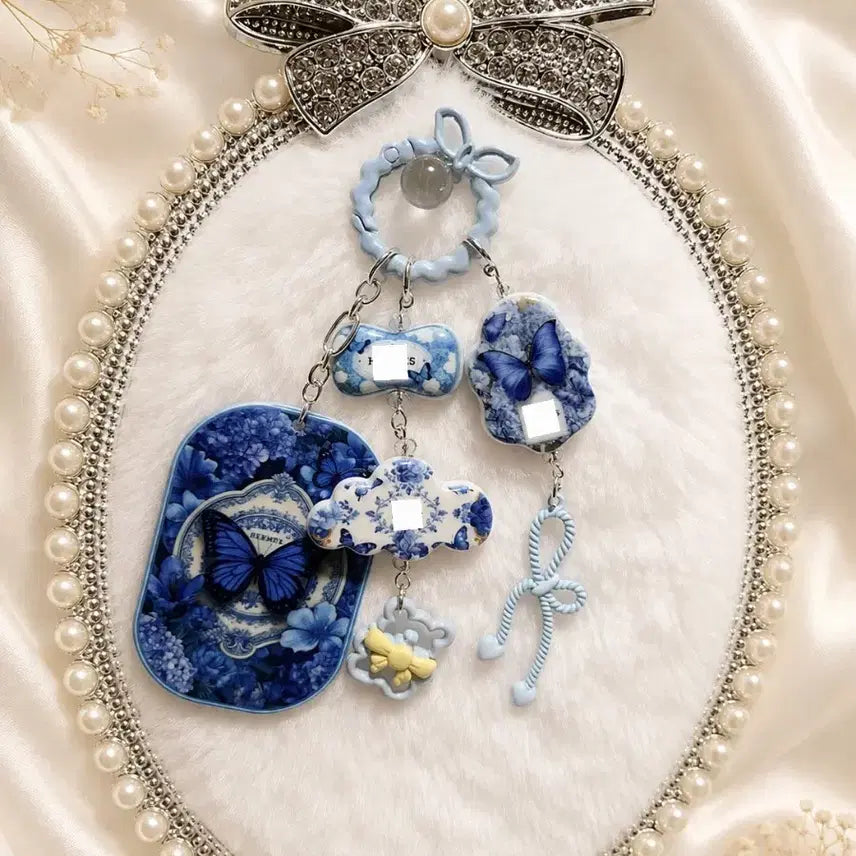 [BUNJANG] Blue Butterfly Pattern Keyring / 블루나비 패턴 키링