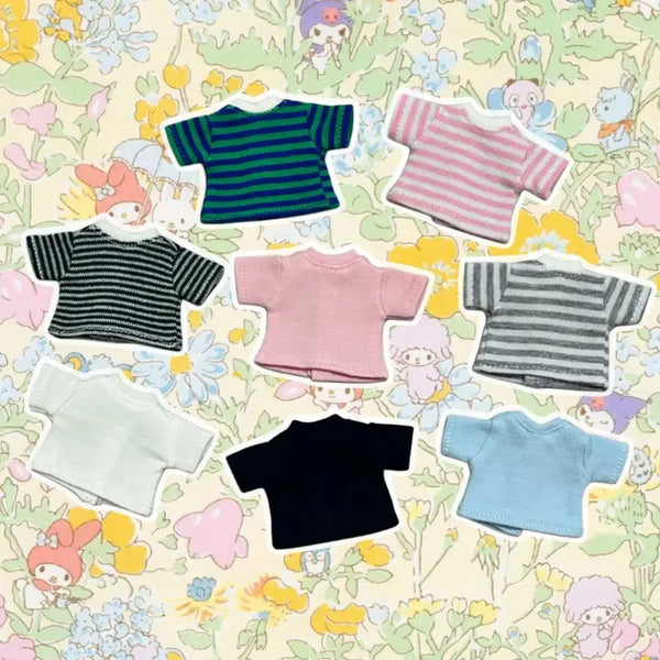 [BUNJANG] Striped Mini T-Shirt for Dolls / 인형스트라이프무지 미니반팔티셔츠 줄무늬민자반팔티인형옷 인형꾸미기