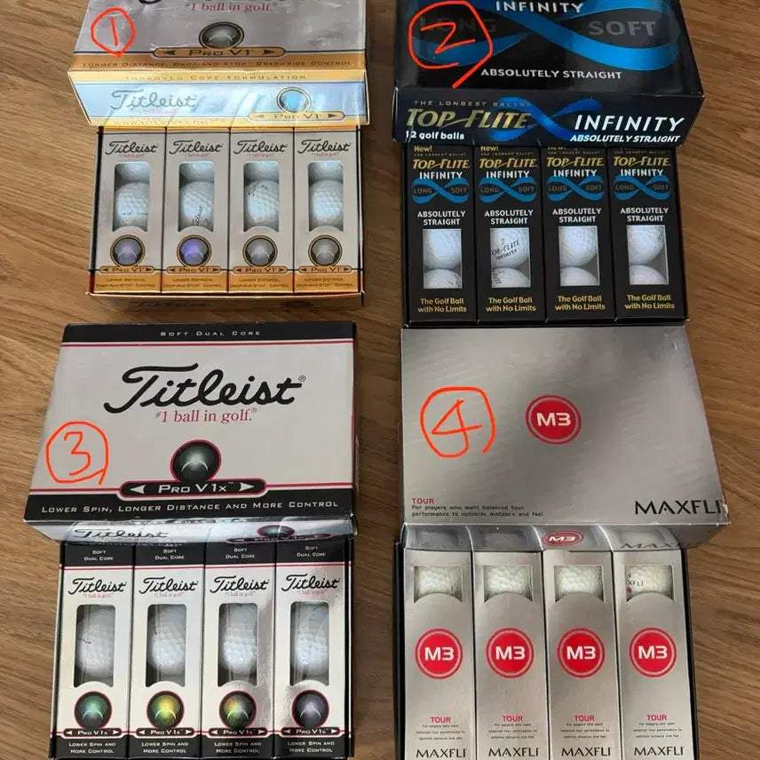 [BUNJANG] Titleist Pro V1x, Top Flite, Maxfli Golf Balls (3 Balls/Set, 4 Sets Total) / 새상품) 골프브랜드 터이틀리스트 골프공(4종)