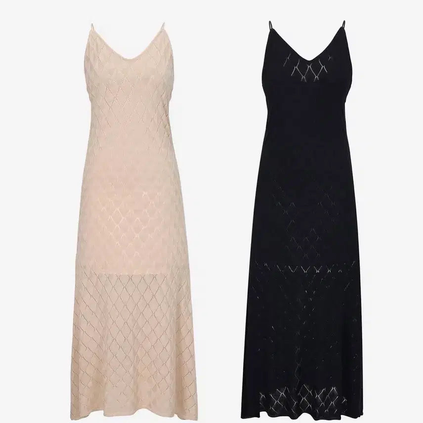 [BUNJANG] The Laurant Argyle Silk Knit Dress Set - Black / (세트) 더로랑 아가일 실크 니트 원피스 드레스 세트 블랙