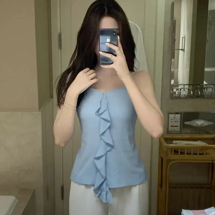 [BUNJANG] Jennie O Cabana Frill Top Baby Blue S / 새상품) 제니오 카바나 프릴 탑 (베이비블루 s)