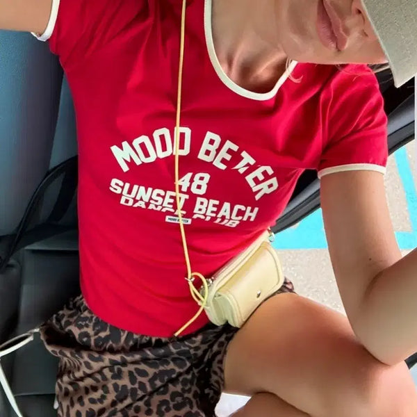 [BUNJANG] Mood Better Red Contrast Ringer T-Shirt / (새상품)무드베러 레드 배색 링거 반팔티 새상품 Y2K