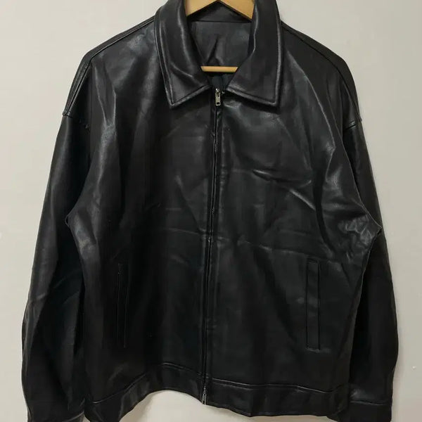 [BUNJANG] Black Loose Fit Leather Jacket / 105-110 블랙 루즈핏 레더 가죽자켓