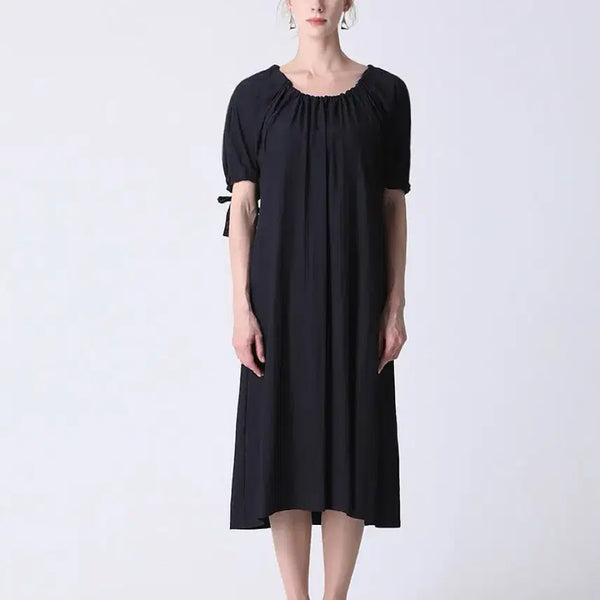 [BUNJANG] LIST Oversized Shoulder Long Dress - Dark Navy / 리스트 오버핏 숄더 롱원피스 다크네이비