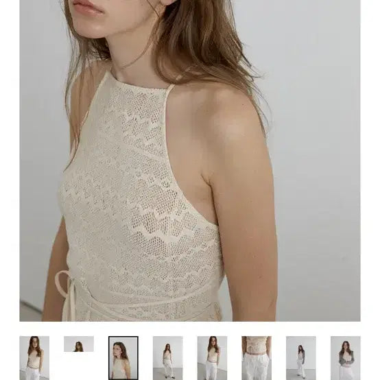 [BUNJANG] Overdue Flare Halter Knit Top Ecru / 오버듀플레어 홀터 니트 탑 에크루