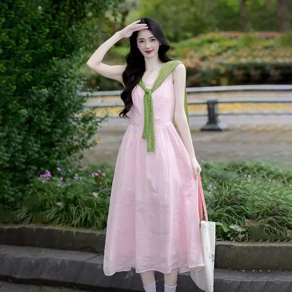 [BUNJANG] Luxury Pink Long Dress (Cheongeum Style) / 핑크 롱드레스 고급스러운 미니 드레스 천금 스타일