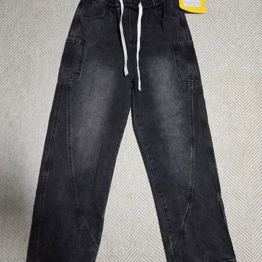 [BUNJANG] Black Denim Pants - Size L / 흑청밴딩 바지L사이즈(새상품)
