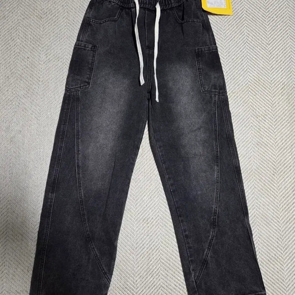 [BUNJANG] Black Denim Pants - Size L / 흑청밴딩 바지L사이즈(새상품)