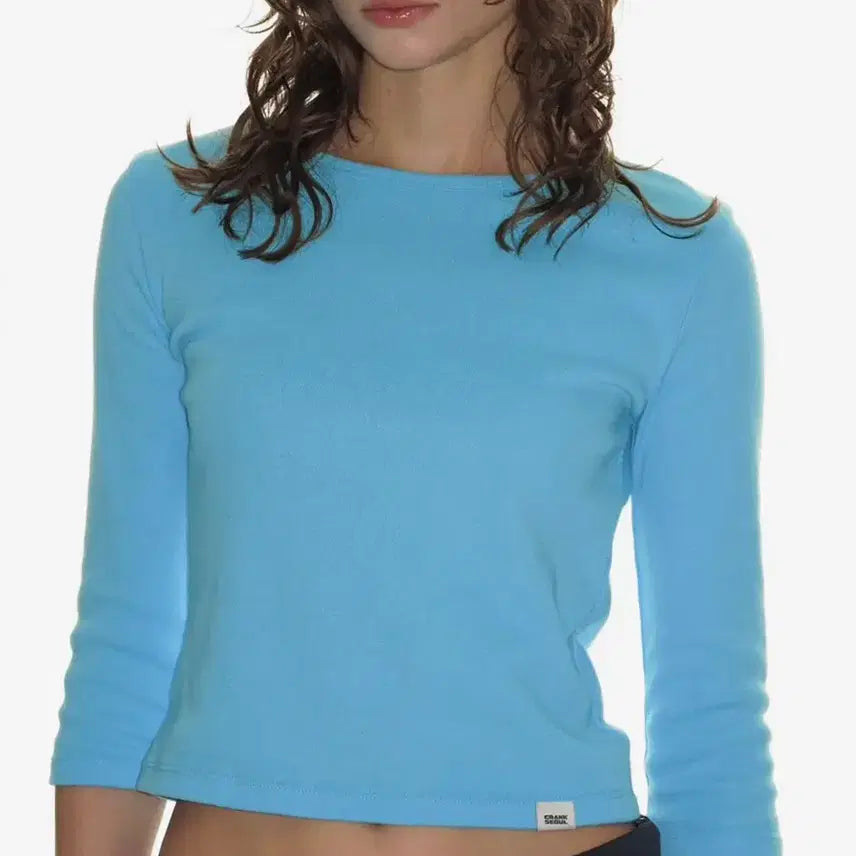 [BUNJANG] Crank Dear My Tee 3/4 Sleeve Aqua Blue / 크랭크 디얼 마이 티 7부 아쿠아 블루