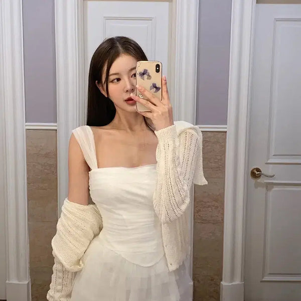 [BUNJANG] Midnight Showroom Knit Collar Cardigan - Ivory / 미드나잇쇼룸 니트카라 가디건 -아이보리