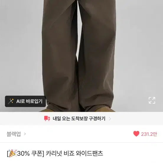[BUNJANG] BLEAKUP Carineat Buckle Wide Pants Brown / 블랙업 카리넛 비죠 와이드팬츠 브라운