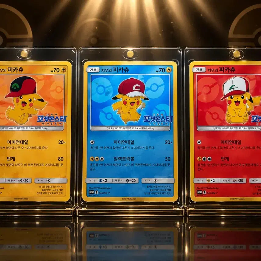 [BUNJANG] Pokemon TCG Promotion Pikachu 3-Type Set / 포켓몬스터 카드 프로모 지우의 피카츄 3종 세트