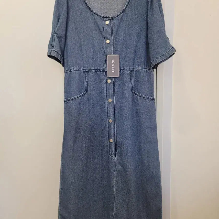 [BUNJANG] Denim Short-Sleeve Dress - Size 55-66 / 데님 반팔 원피스 55~66 새제품
