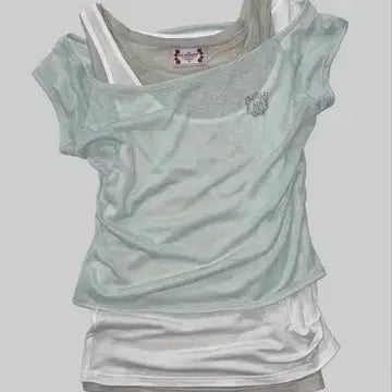 [BUNJANG] Sculptor Lazy Sleeveless Layered Tee - Mint / 스컬프터 레이지 Lazy Sleeveless Layered Tee 민트