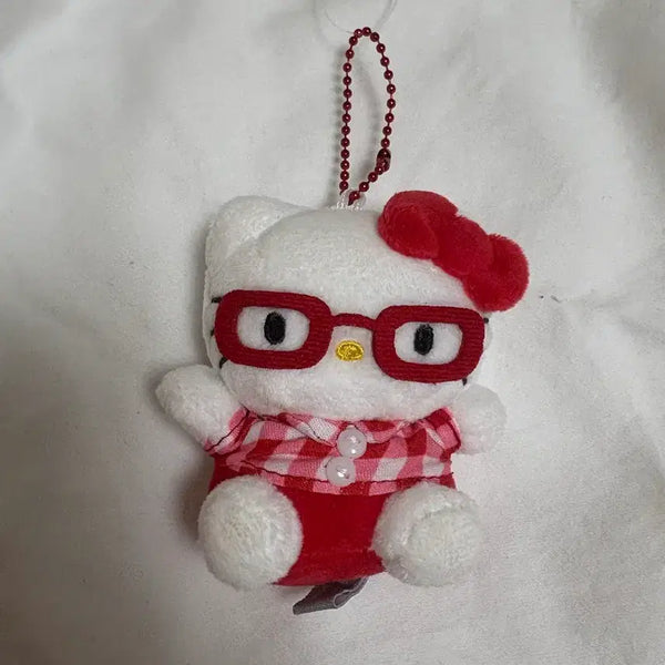 [BUNJANG] Hello Kitty Nerd Plush Keychain / 헬로키티 너드 인형 키링/ 안경키티