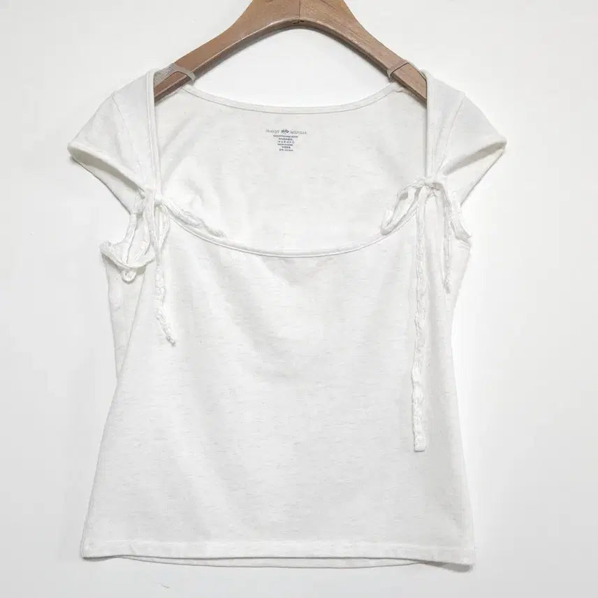 [BUNJANG] Brandy Melville Ribbon Layered Short Sleeve T-Shirt White / 유럽브랜드 브랜디멜빌 리본 레이어드 반팔티 화이트