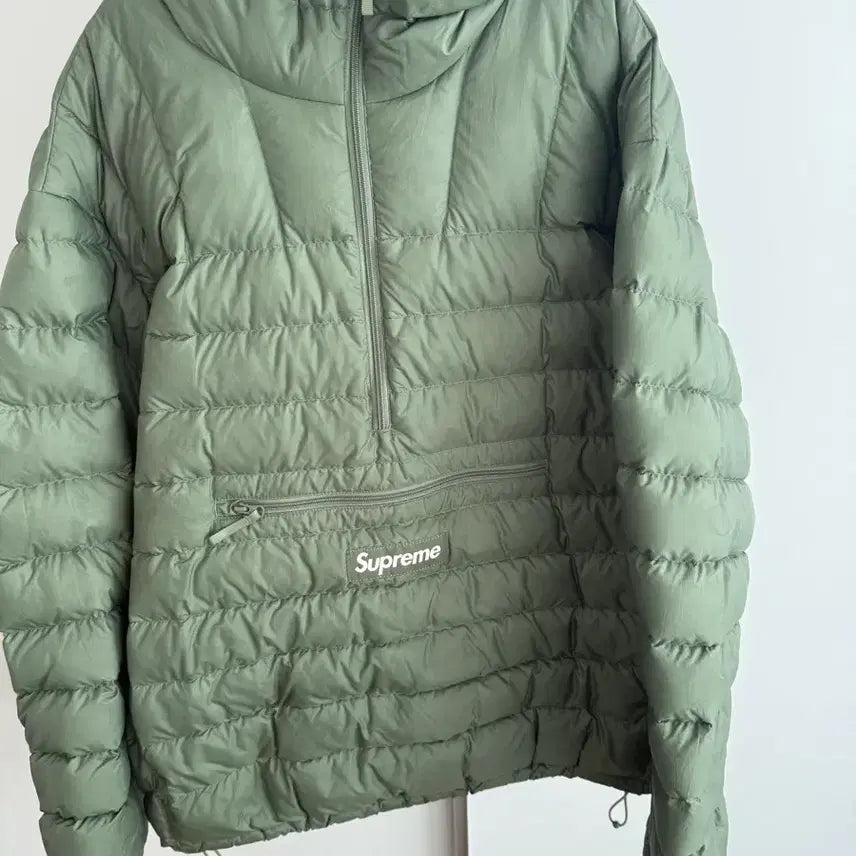 [BUNJANG] Supreme Micro Down Half Zip Hooded Pullover Lightweight Padded Jacket (Olive, M) / 슈프림 경량패딩