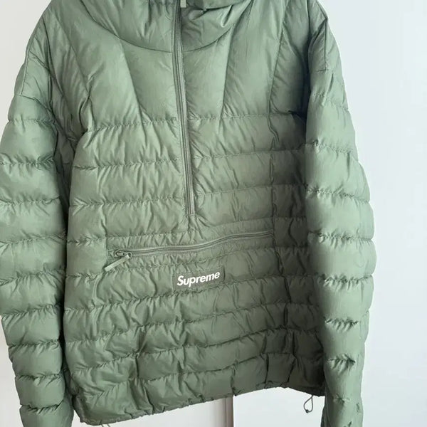 [BUNJANG] Supreme Micro Down Half Zip Hooded Pullover Lightweight Padded Jacket (Olive, M) / 슈프림 경량패딩