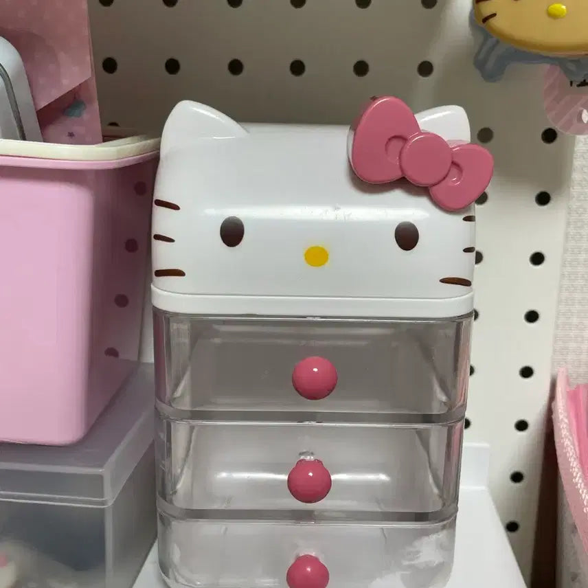 [BUNJANG] Minsso Hello Kitty 3-Tier Storage Box / 미니소 헬로키티 3단보관함