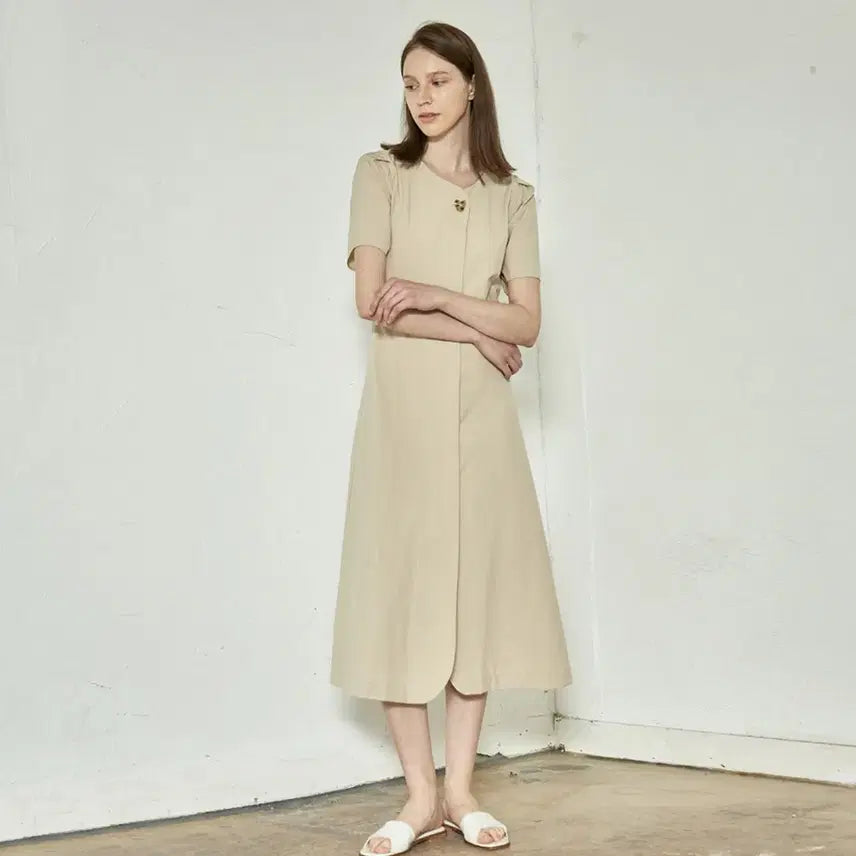 [BUNJANG] Ourcomos 866 Shirring Jacket Dress / 아워코모스(Ourcomos) 866 자켓 셔링원피스 55-66 새상품