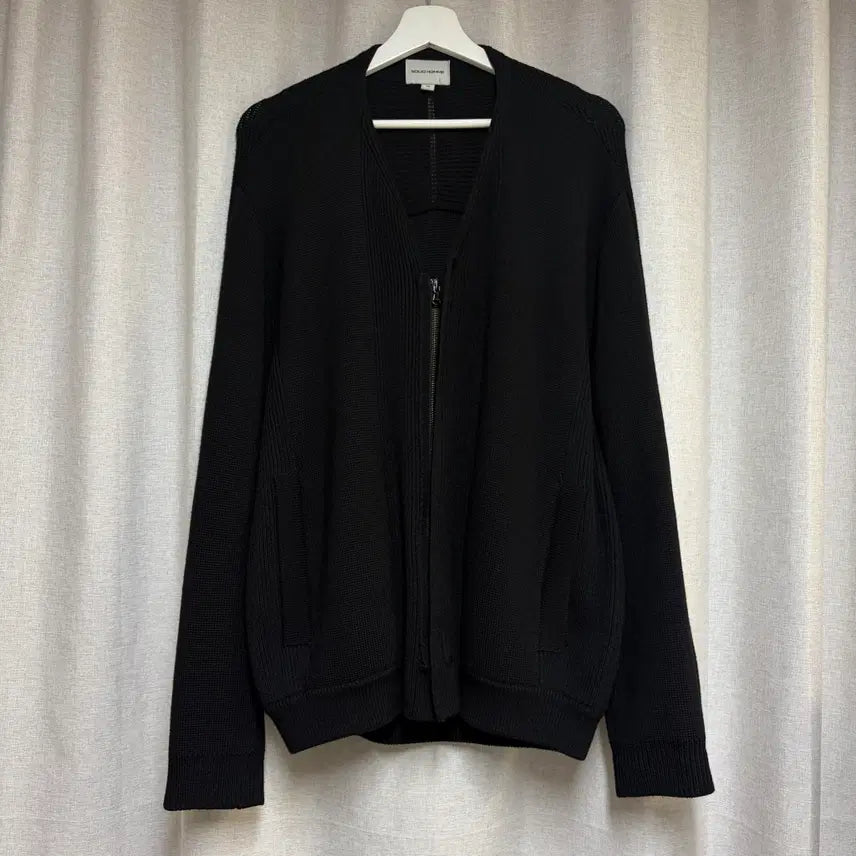 [BUNJANG] Solid Homme Zip-Up Knit Cardigan Black / 솔리드옴므 집업 니트 가디건 블랙 100