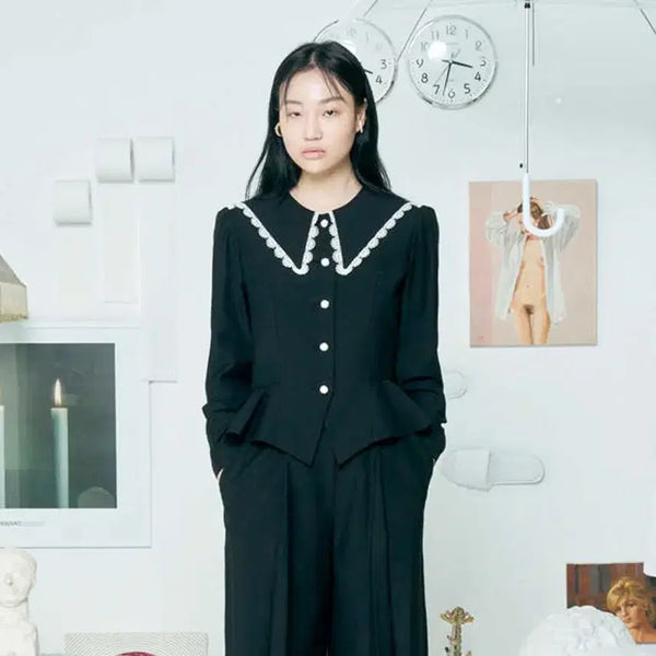 [BUNJANG] THE CENTAUR Lee Hi Lace Collar Blouse Jacket Black Size 55 / 더센토르(THE CENTAUR) 이하이 레이스카라 블라우스자켓 55 새상품