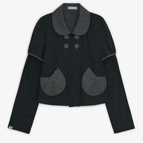 [BUNJANG] Hug Your Skin Detachable Round Jacket (Black) / 허그유어스킨 디테쳐블 라운드 자켓 (블랙)