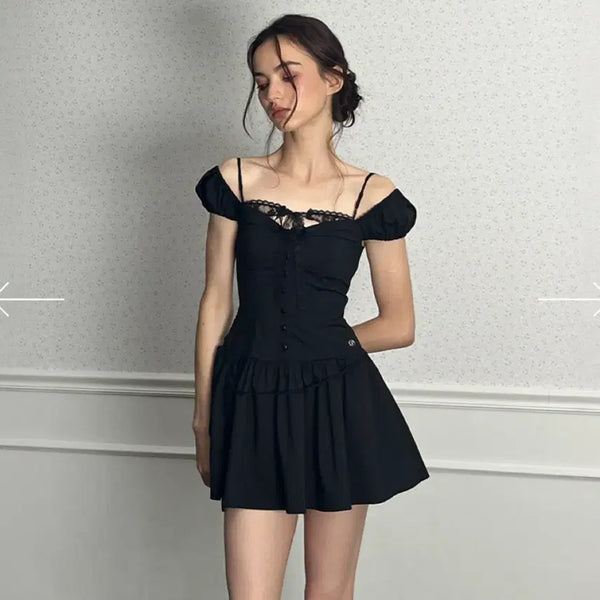 [BUNJANG] Pain or Pleasure Wendy Ribbon Dress Black S / (새상품,택O) 페인오어플레져 웬디 리본 드레스 블랙 S