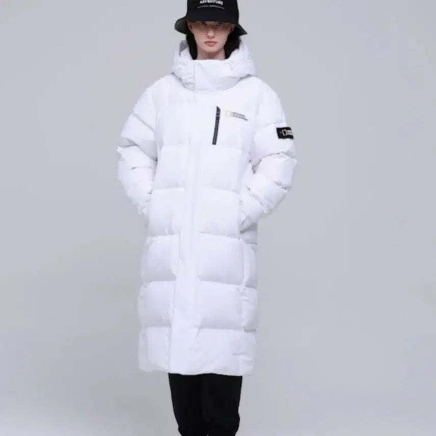 [BUNJANG] National Geographic Long Padding White XL / 내셔널지오그래픽 롱패딩 - 화이트