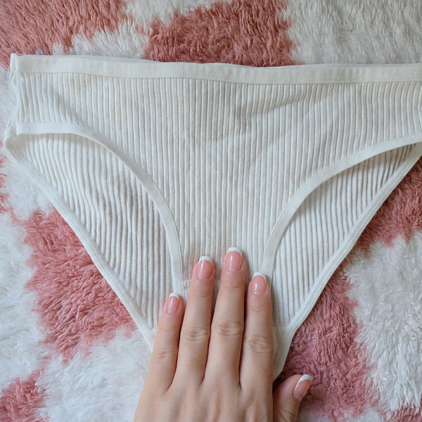 [BUNJANG] Simple Ribbed Ivory Women's Panties / (중고) 심플 골지 아이보리 여성팬티 E