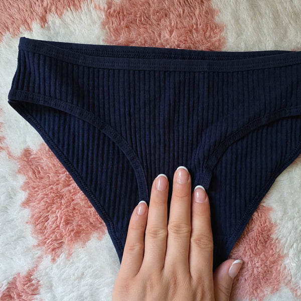 [BUNJANG] Simple Ribbed Navy Women's Panty (Used) / (중고) 심플 골지 네이비 여성팬티 F