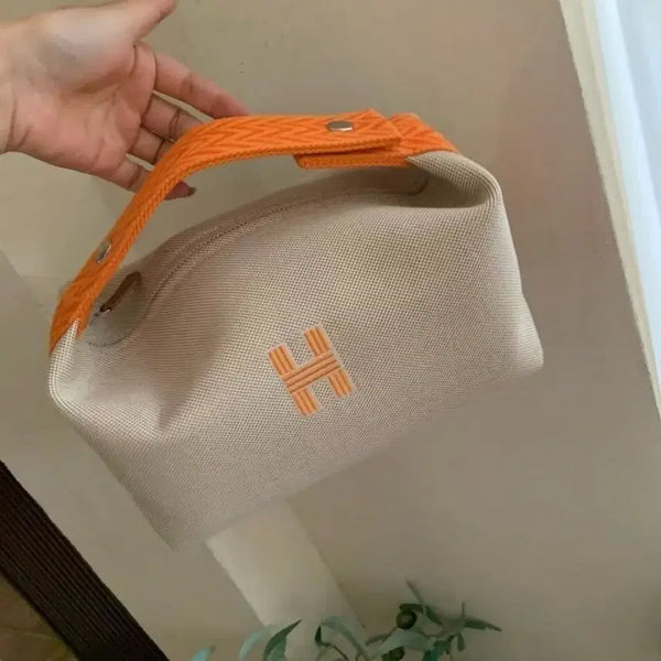 [BUNJANG] Hermès Canvas Pouch Orange Strap / 새제품 에르메스 캔버스 파우치 오렌지 스트랩