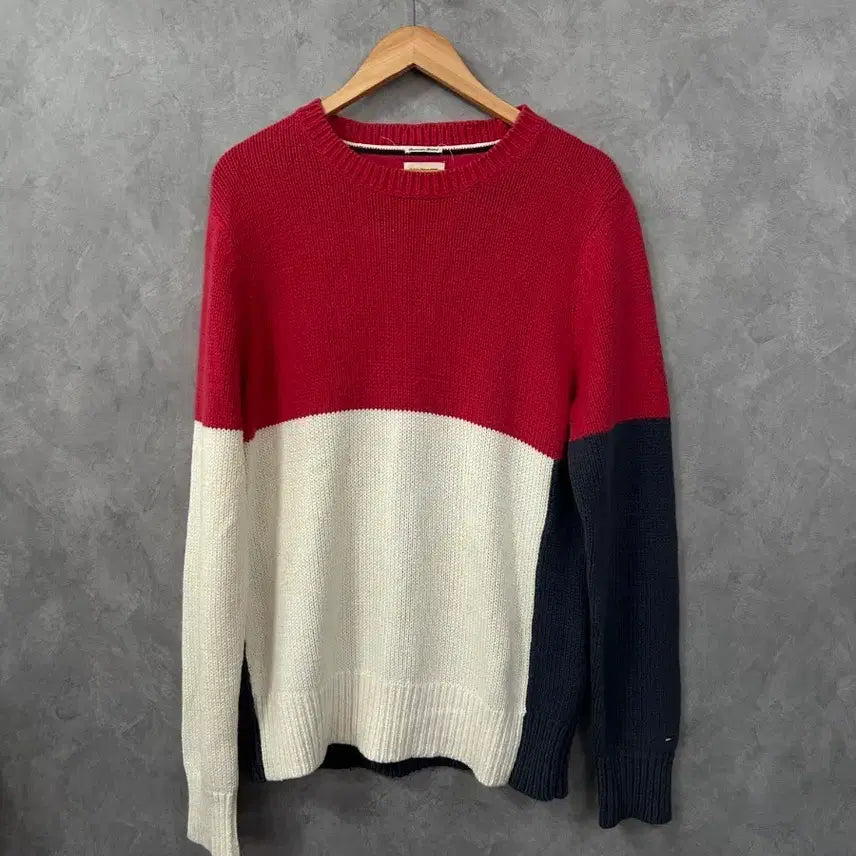 [BUNJANG] Tommy Hilfiger Color Block Knit Sweater L / 타미힐피거 컬러 블록 니트 L