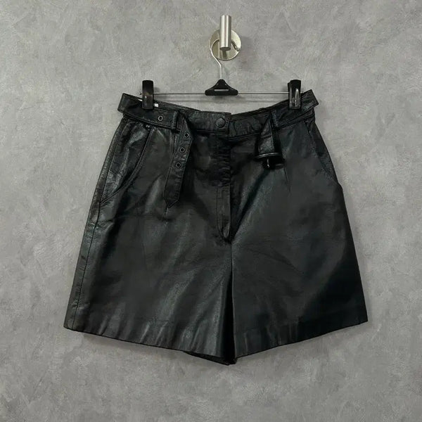 [BUNJANG] 100% Black Cowhide Leather Hot Pants (Size 28) / 가죽 핫팬츠 블랙 소가죽 100% 28