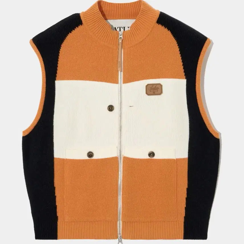 [BUNJANG] Sätter Back Logo Knit Vest Retro Orange L / 세터 백 로고 니트 베스트 집업 레트로 오렌지 L