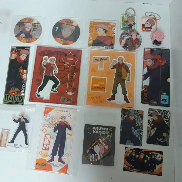 [BUNJANG] Jujutsu Kaisen Yuji Itadori Merchandise Bundle (Acrylic Stand, Keychain, Pin Badge, Coaster, etc.) / 일괄) 주술회전 이타도리 유지 굿즈 일괄 아크릴스탠드 키링 핀뱃지 코스터 등