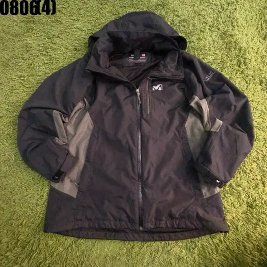 [BUNJANG] Millet Hooded Windbreaker Jacket Black/Grey / 밀레 후드 바람막이 자켓 블랙/그레이 0806